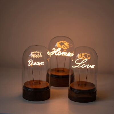 lovaloot Wooden Neon LOVE Night Light - Word Light Edison Light Bulb Lamp