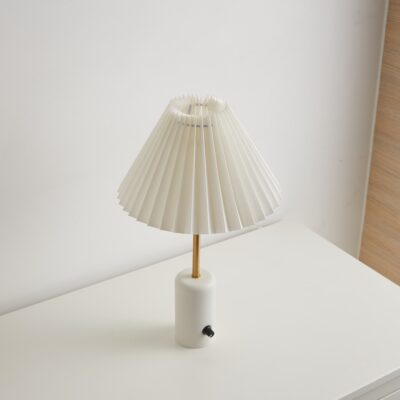 lovaloot White Pleated Lampshades Cordless Table Lamps